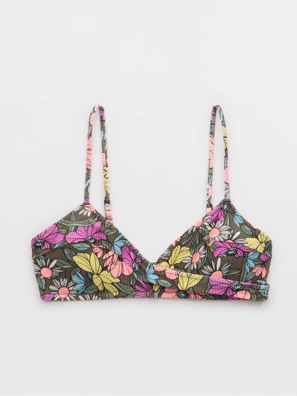 NWOT Aerie Shine Rib Twist Scoop Bikini Top SZ L